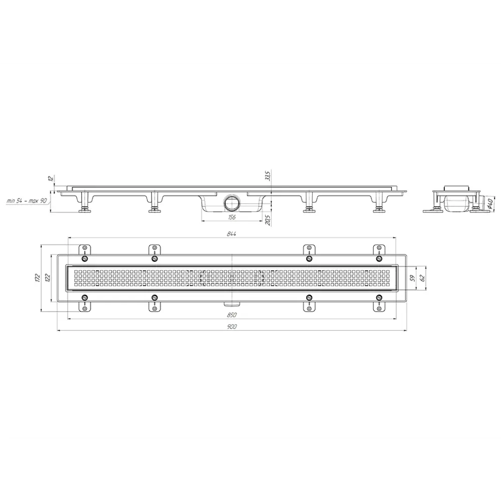 Трап для душа Equation комбинированный затвор 850x62 мм пластик цвет серый/серебристый STLM-2190977 - Вид №2