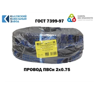 91965340 Провод Калужский кабельный завод ПВС 2x0.75 90 м цвет черный ГОСТ STLM-1371320