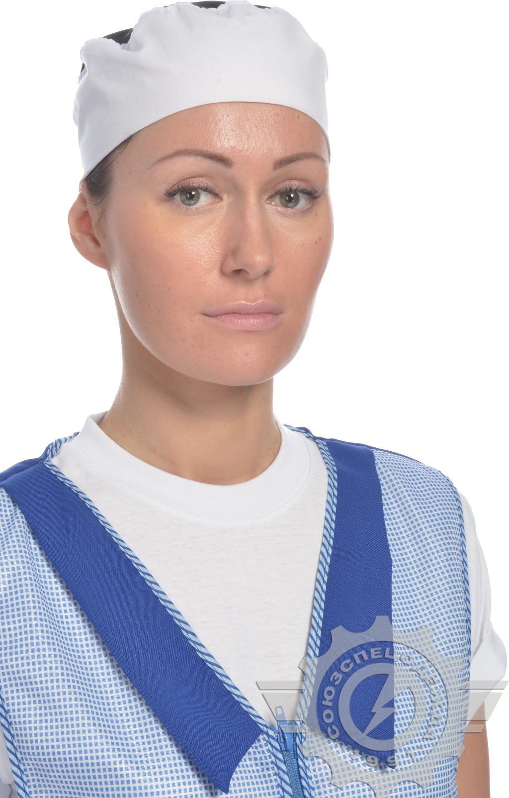 61164 Головной убор "Таблетка" ткань "Тиси" бело-черная  Повар  размер 57-58 Спецодежда  - Вид №2