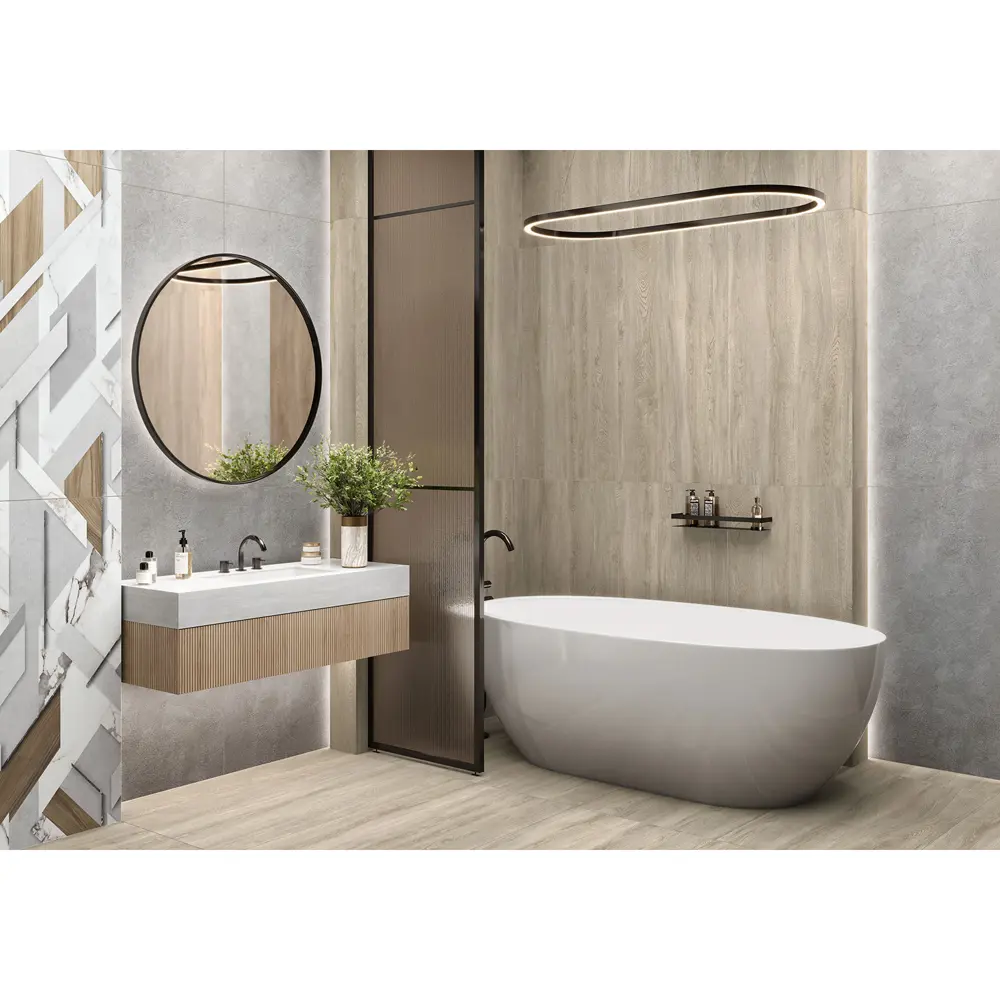 Глазурованный керамогранит Alma Ceramica Riva 04 60x120 см 1.44 м² матовый цвет бежевый STLM-2128136