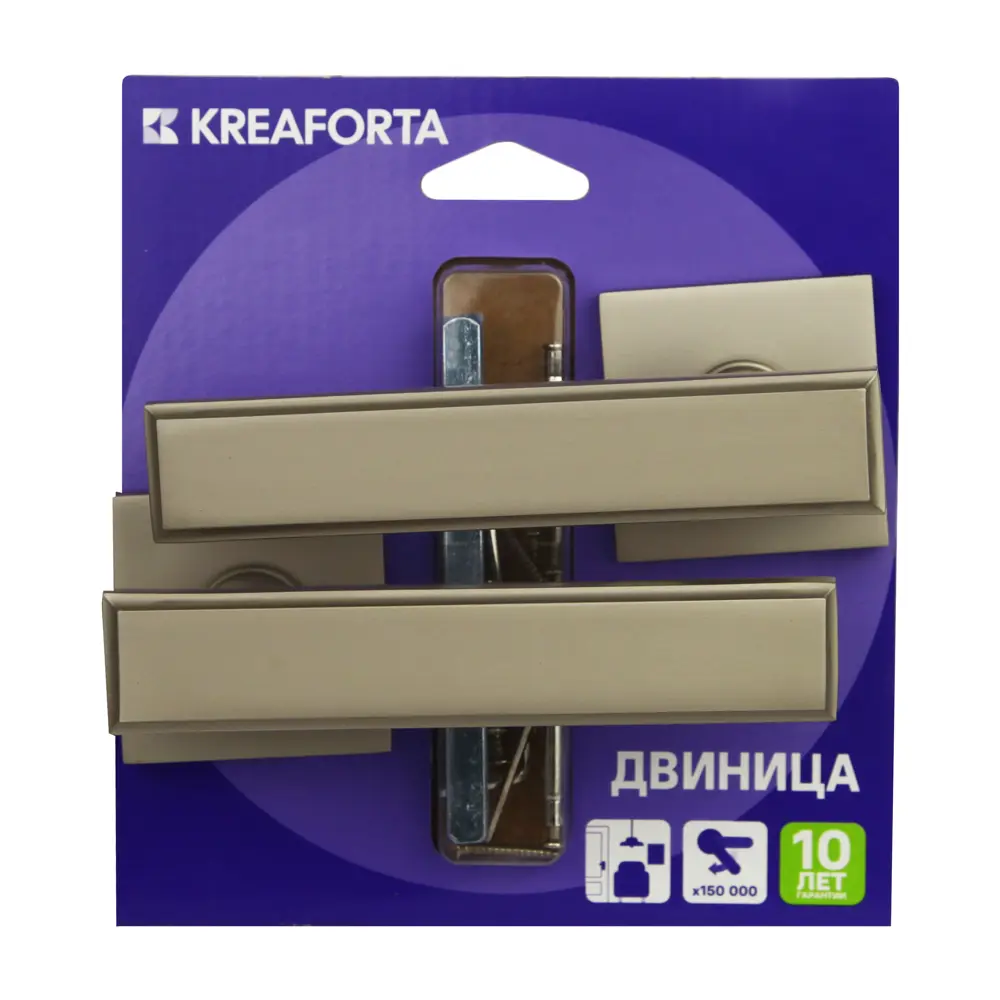 Дверная ручка на розетке KREAFORTA Двиница без запирания цвет никель 89450126 STLM-2056299  - Вид №3