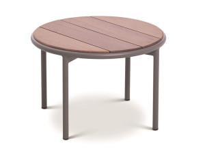 Низкий круглый стол из стали и дерева