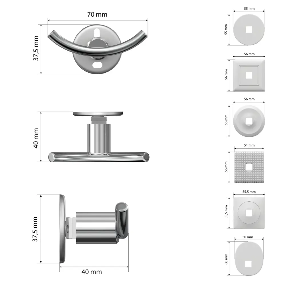 Крючок для ванной комнаты Lemer You-Design 2 рожка металл цвет хром 82808601 STLM-2112777  - Вид №2