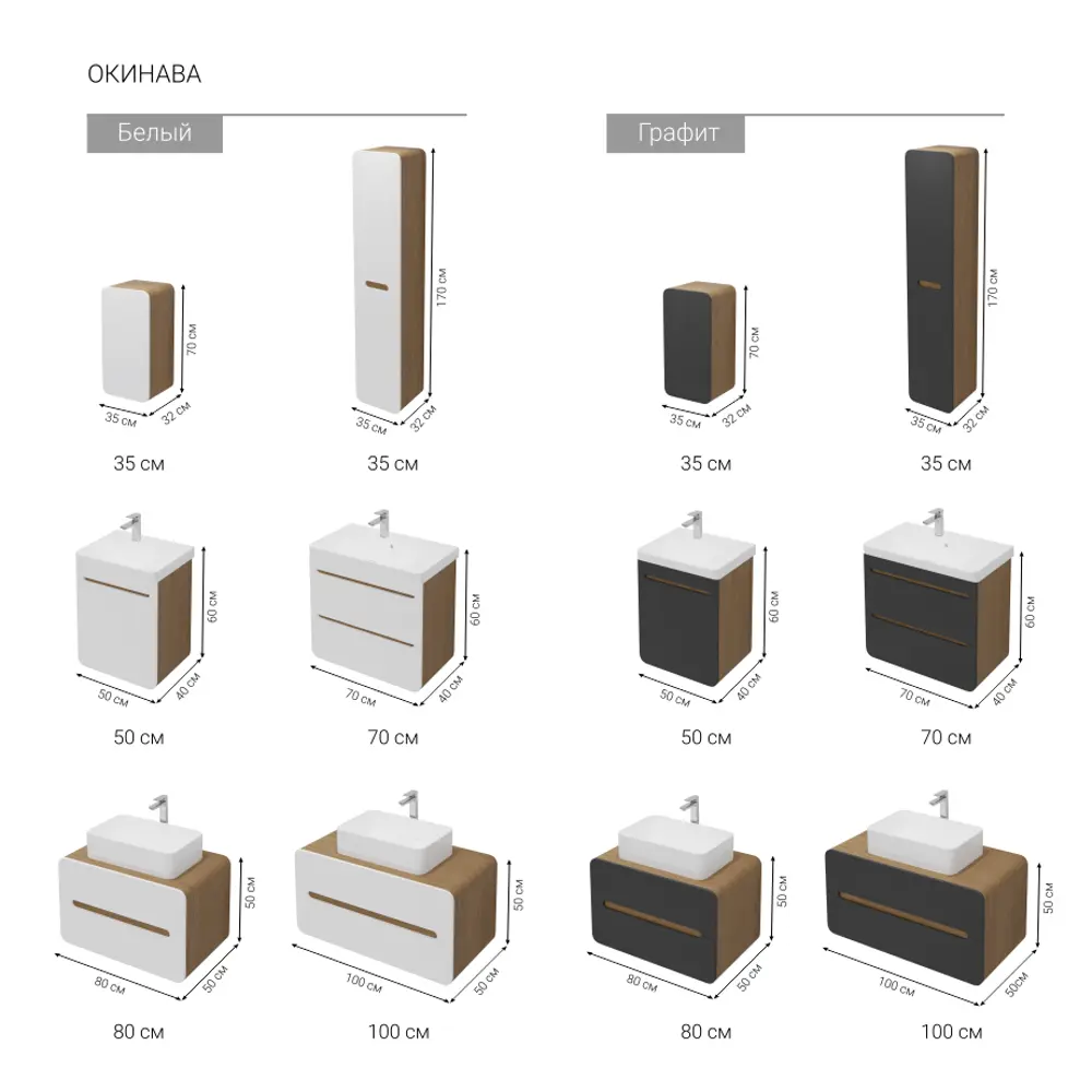 Шкаф для ванной Окинава подвесной 35x70 см цвет графит Santreyd STLM-2015873 - Вид №2