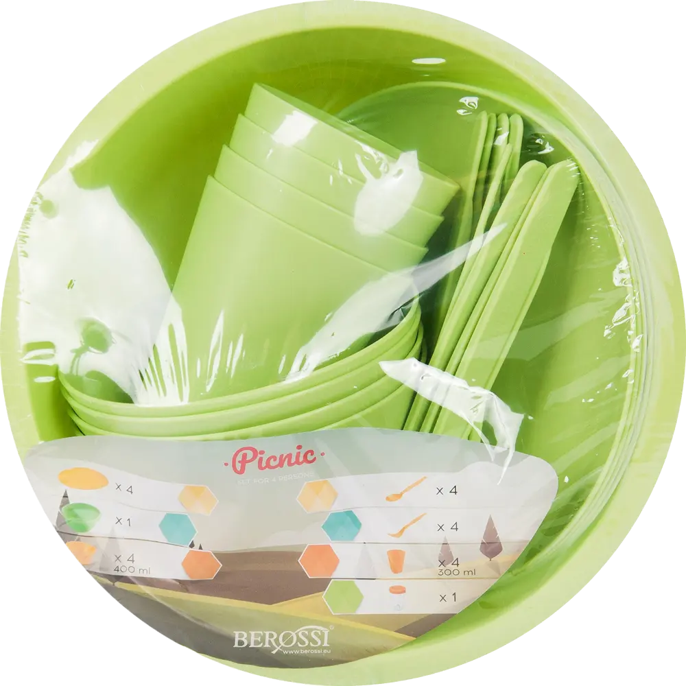 Набор посуды Berossi Picnic 4 персоны полипропилен цвет зеленый STLM-2042902 - Вид №2