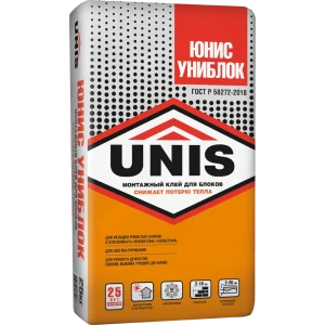 Клей Unis Униблок для монтажа строительных блоков 25 кг 82115477