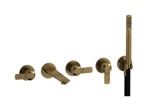 Настенный смеситель для ванной на 5 отверстий с дивертером и душевым гарнитуром. WE ARE IB c6398mb Modern Bronze C-67