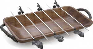 10548625 Michael Aram Блюдо прямоугольное глубокое со шпажками для гриля 55см "Лист инжира"