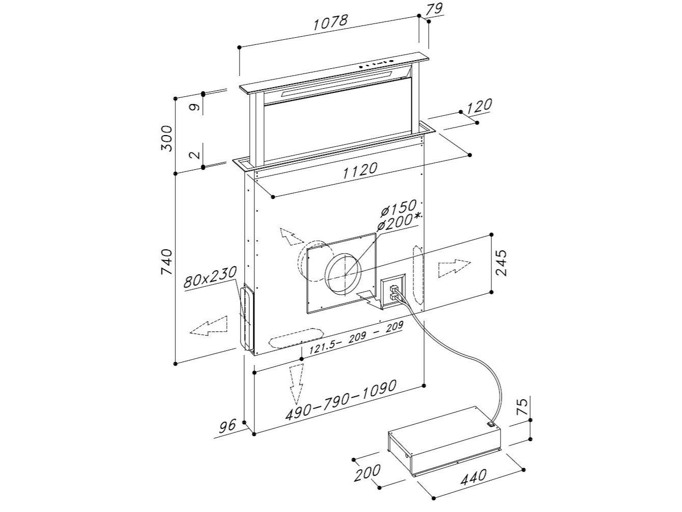 Вытяжной шкаф из нержавеющей стали с сенсорным управлением Fulgor Milano FM ARCH-00026439 - Вид №2