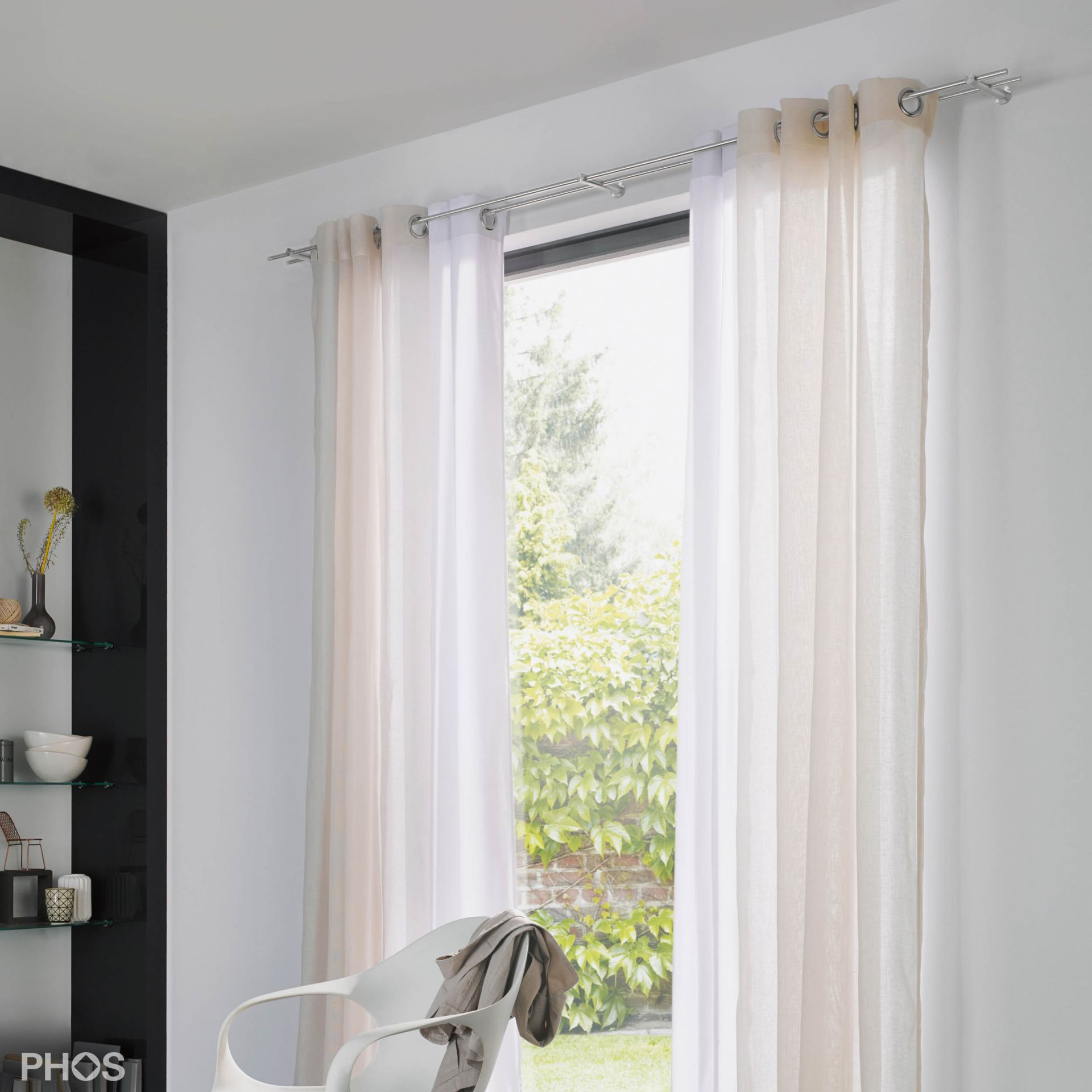 VS20-140D1600 Гардинный карниз комплект: 160 см двуствольный с 2 ​​кронштейнами PHOS  - Вид №2