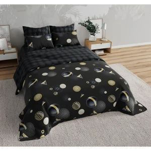 91676232 Комплект постельного белья Home mercury Сферитум 32000 2-спальный перкаль черный STLM-1028209