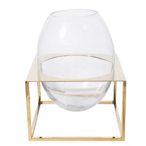 Ваза стеклянная на золотой подставке 45 см "Колба" UNICO ДИЗАЙНЕРСКИЕ 255435 Золото;прозрачный