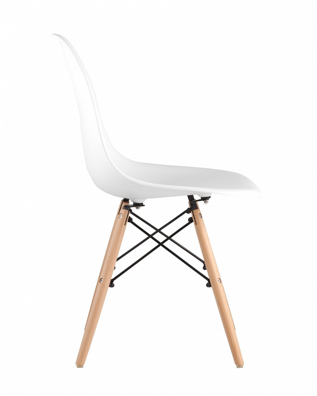Стул со спинкой белый с деревянными ножками Eames EAMES ДИЗАЙНЕРСКИЕ, EAMES DSW 00-3881999 Белый  - Вид №1