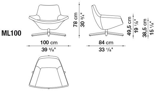 B&B Italia Поворотное кресло, обитое тканью с 4 спицами Metropolitan sun-id-1480169 - Вид №8