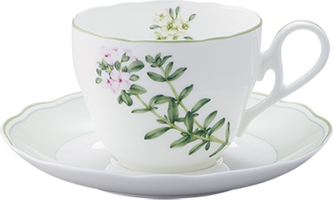 10613848 Noritake Чашка чайная с блюдцем Noritake "Английские травы" 250мл Фарфор костяной 