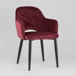 Стул с подлокотниками мягкий бордовый с черными металлическими ножками "Венера диамант" STOOL GROUP ДИЗАЙНЕРСКИЕ 00-3881938 Красный