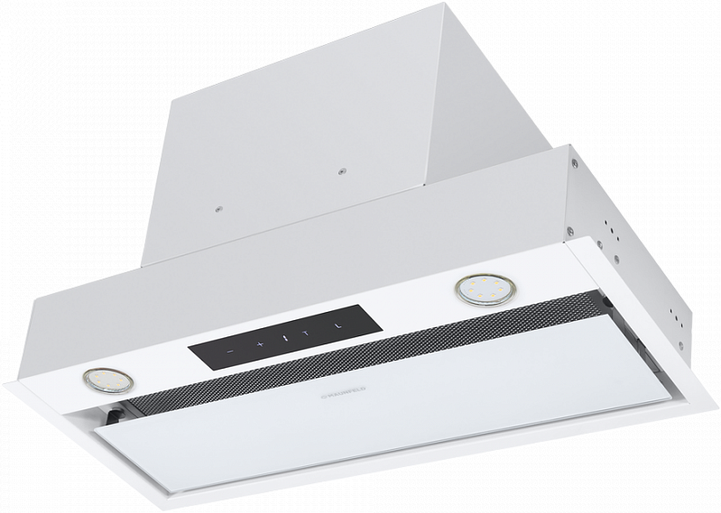 FANTASY LIGHT 60 White Вытяжка / ширина 600 мм, полновстраиваемая, сенсорное управление, 3 скорости, 800 м3/ч, 40 дб, светодиодное led освещение, опция: угольный фильтр cf190c, белый цвет Maunfeld Santreyd 