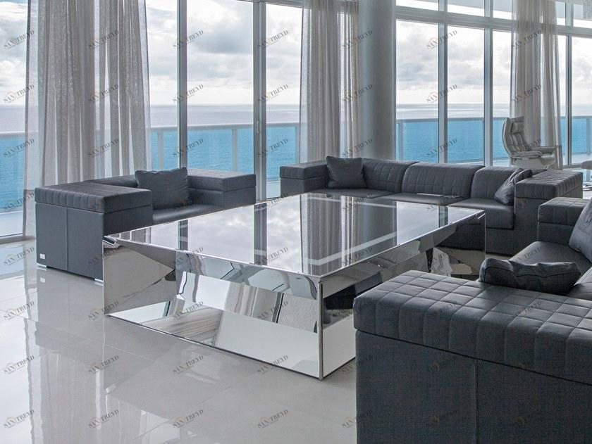 Officine Sandrini Прямоугольный журнальный столик из стали и стекла Frame sun-id-1367114