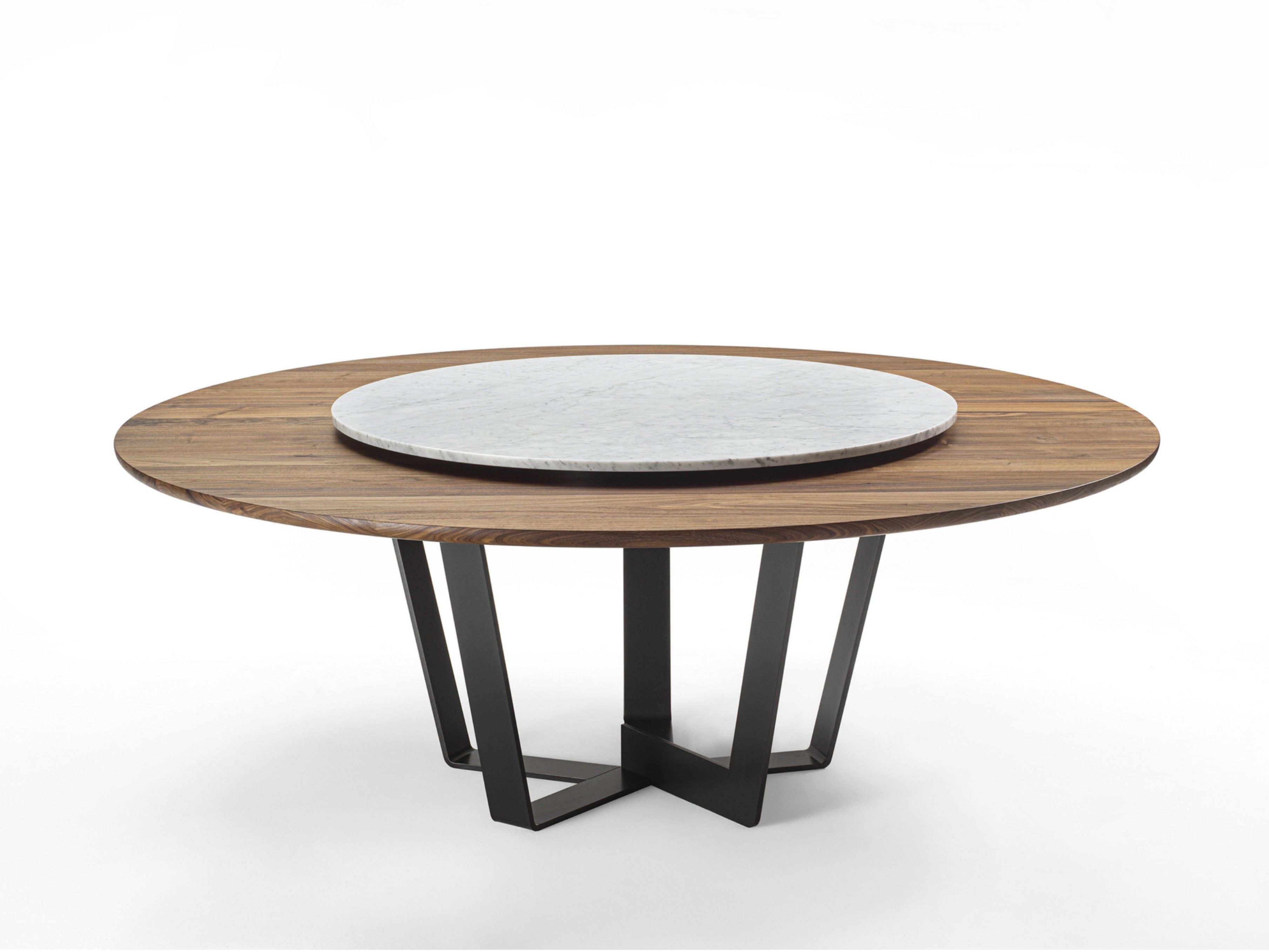 Круглый стол из массива дерева с мрамором Lazy Susan Riva 1920 Kohi ARCH-00106184