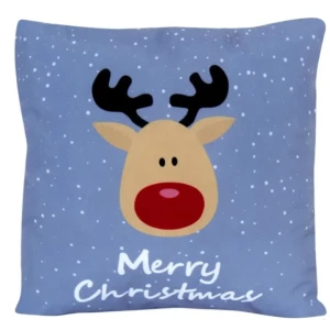 91472006 Декоративная подушка Славянский текстиль New Year 5010918/Deer friend, 38x38 см цвет синий, коричневый STLM-1023624