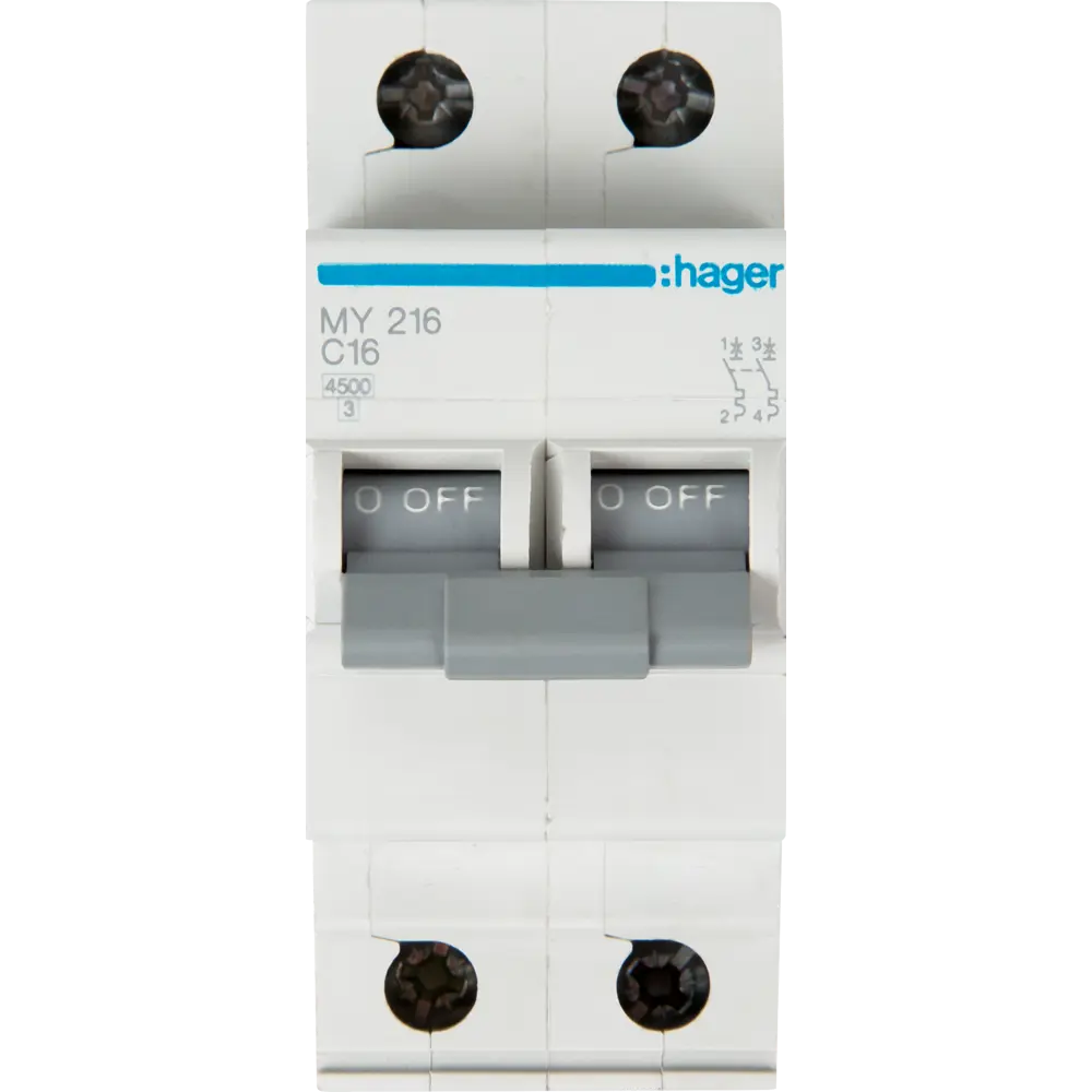 Автоматический выключатель Hager MY216 1P N C16 А 4.5 кА STLM-2108745 - Вид №1