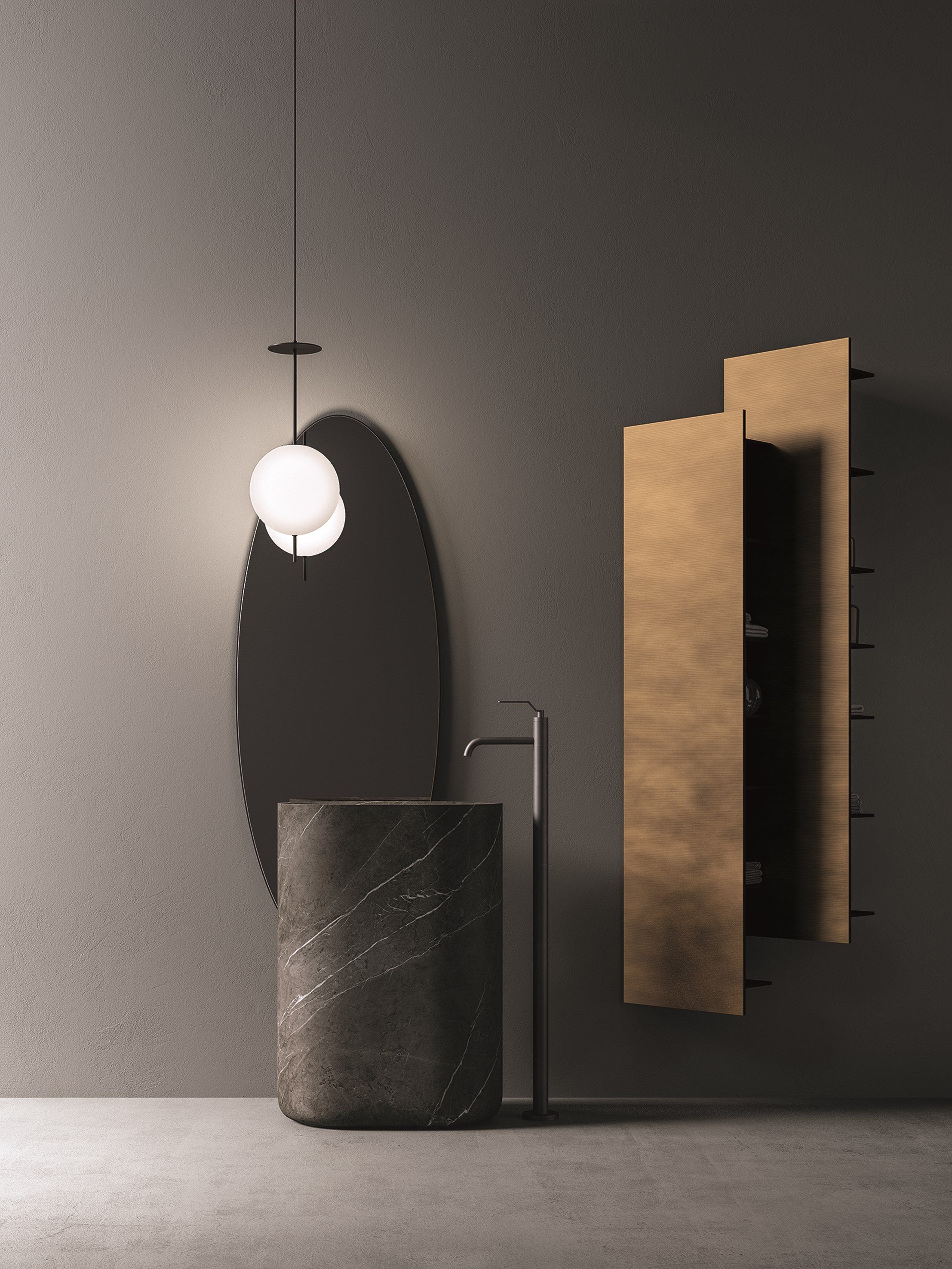 Твердый поверхностный шкаф для ванной комнаты с зеркалом Boffi CTLine ARCH-00118622 - Вид №2