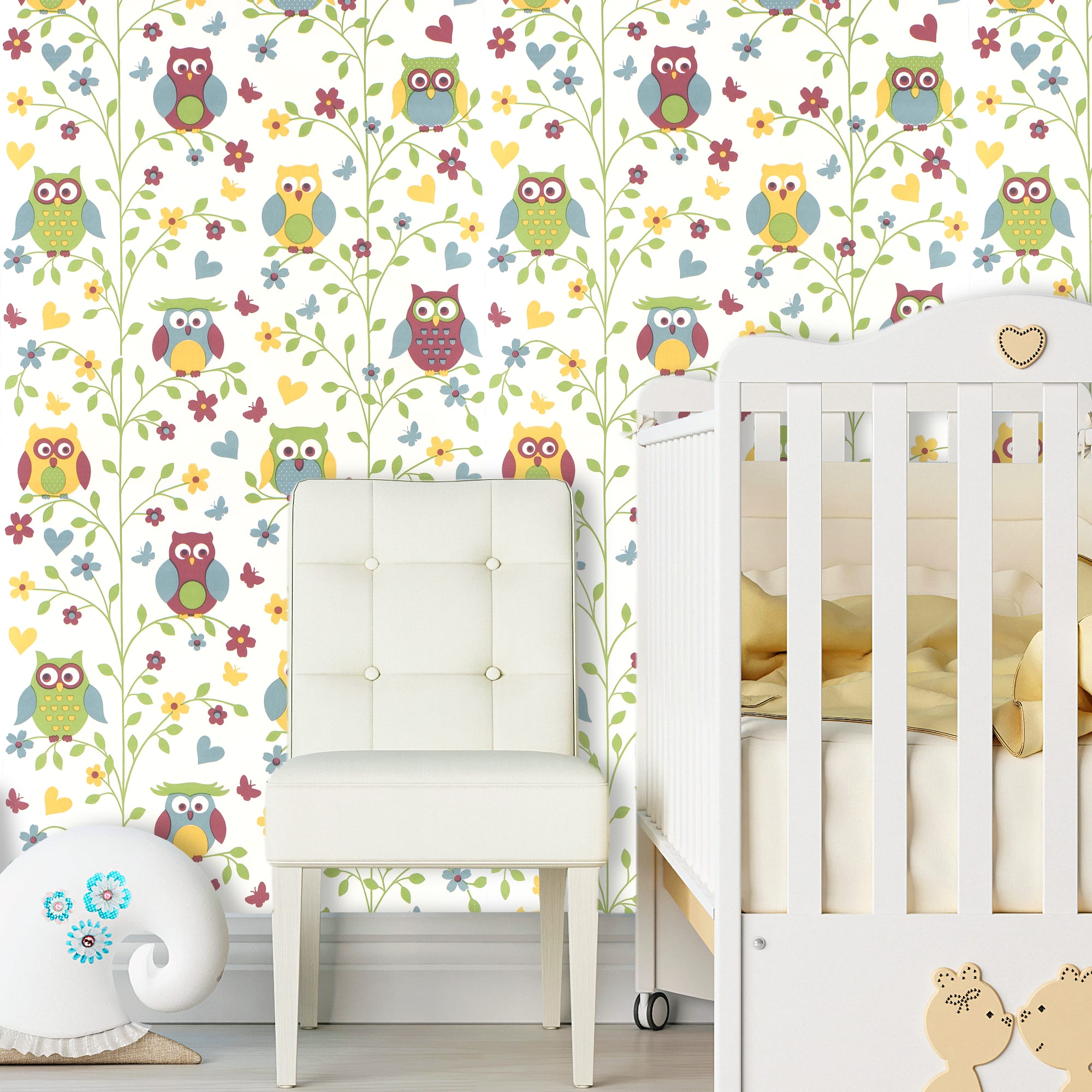 84421422 Обои бумажные Брянские обои голубые 0.53 м С6БР Совы Santreyd  - Вид №3