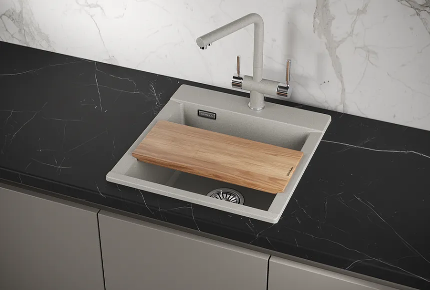 ES-4701, БАЗАЛЬТ, кухонная мойка, кварц, ESTETICA GRANULA 4701-ST161