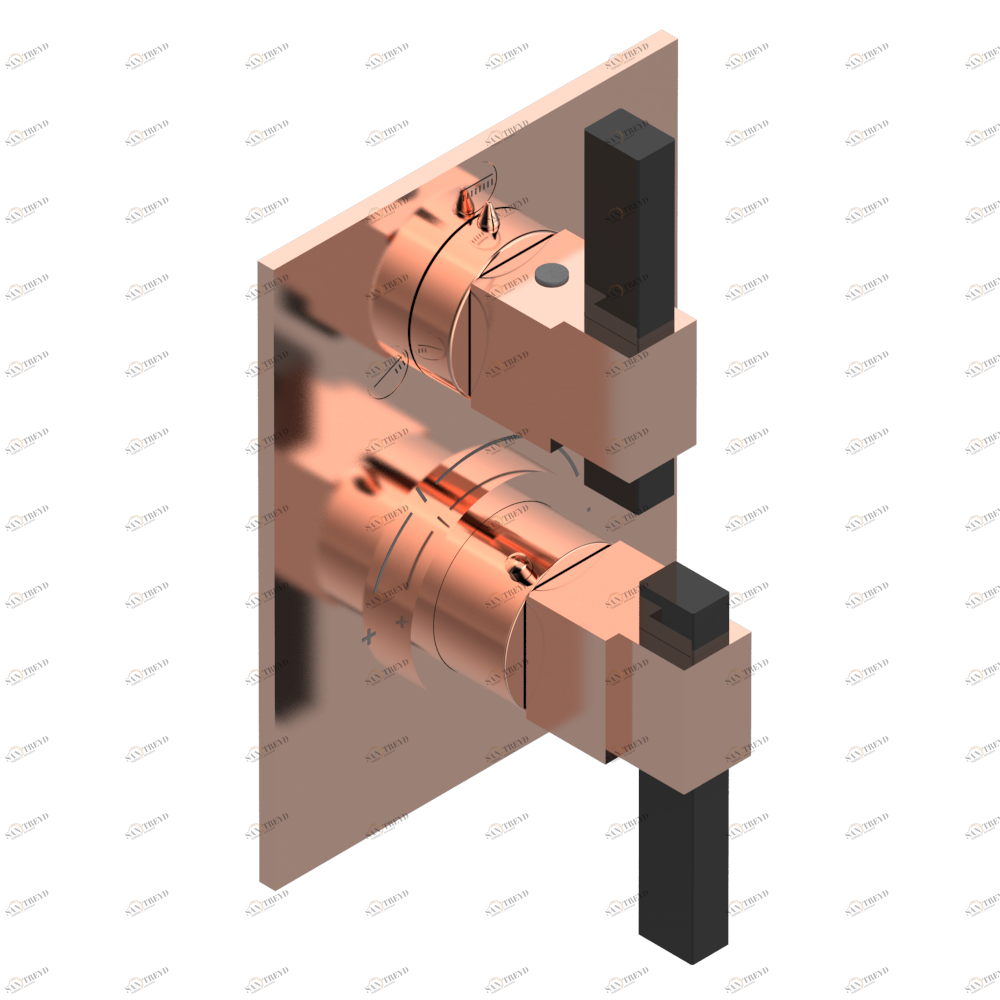 A60-5600BE Ручки регулировки для термостата THG с переключателем на 3 выхода арт.5600AE Thg-paris Marina c чёрным ониксом Розовое золото A60 5600BE CAT.F