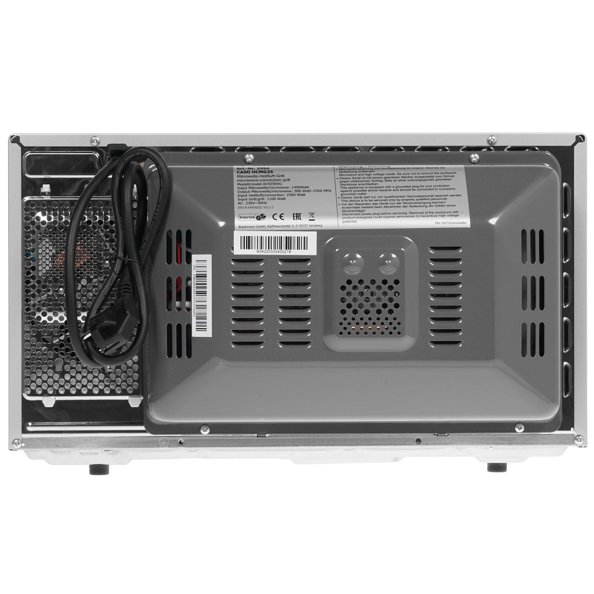 1117012 Микроволновая печь CASO HCMG 25 зеркальный, серебристый STDN-0034062 - Вид №6