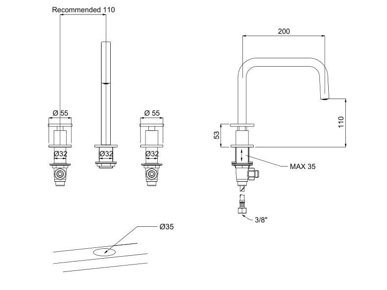 Смеситель для раковины с 3 отверстиями QD Magistro Lab Flora ARCH-00074736 - Вид №2