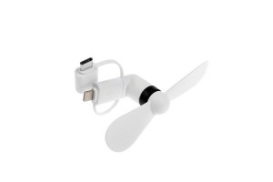 16393617 Вентилятор 3 в 1 LTF-02, разъем micro USB, Lightinhg, Type-C, белый 4487527 LUAZON