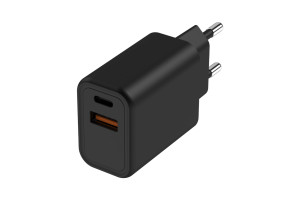 17527638 Сетевое зарядное устройство 2USB - TypeC PD20W +USBA QC18W, total - 20W, Черный 77046 Interstep