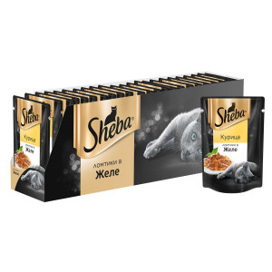 ПР0033078*24 Корм для кошек Курица ломтики в желе пауч 85г (упаковка - 24 шт) SHEBA