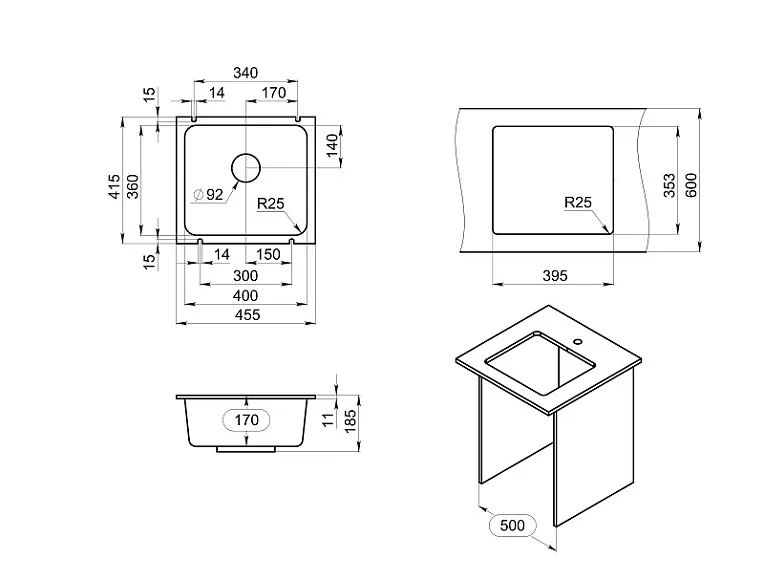 3601, АЛЮМИНИУМ, кухонная мойка, кварц GRANULA 3601-ST79 - Вид №3