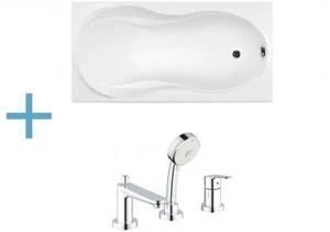 Акриловая ванна Aquanet Grenada 180x80 (каркас + смеситель Grohe BauEdge 2511700A)
