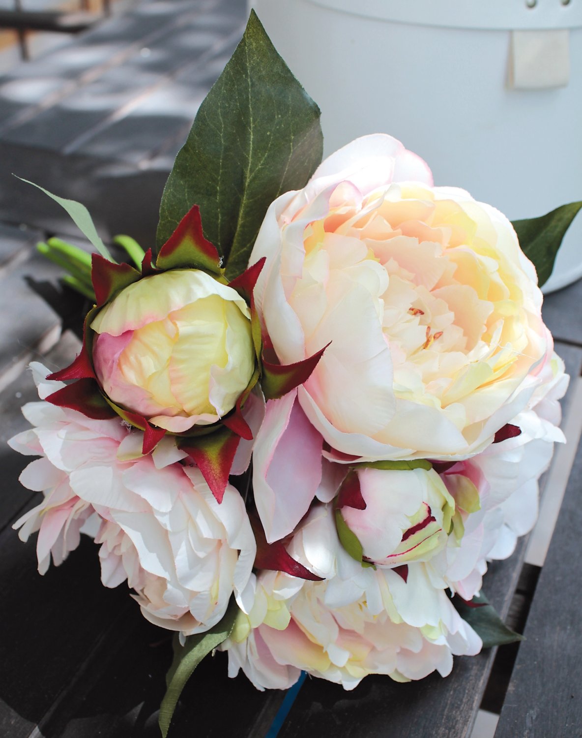 2618 753 a3 Пион шелковый, 6-кратный, 35 см, бежево-абрикосовый H-andreas  - Вид №4