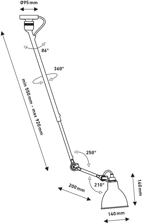 DCW éditions Регулируемый потолочный светильник с гибким кронштейном Lampe gras sun-id-1483543 - Вид №6