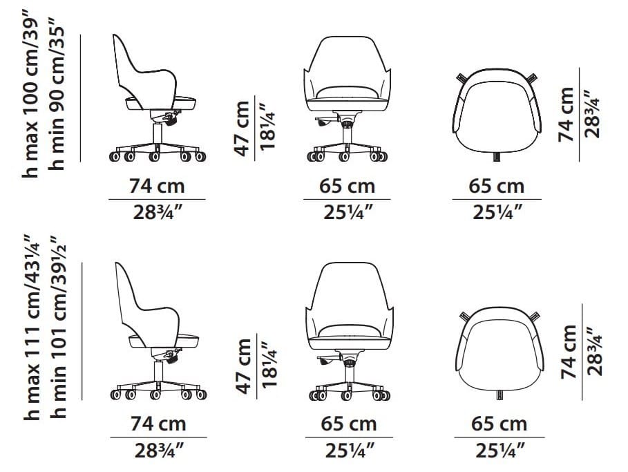 Мягкий операционный офисный стул с колесами с подлокотниками Baxter Colette ARCH-00049176 - Вид №3