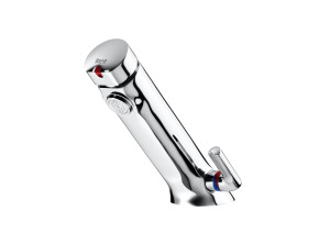 A5A3179C00 Самозакрывающийся смеситель для умывальника, устанавливаемый на палубе, с кнопкой и боковой ручкой для регулировки температуры ROCA Avant