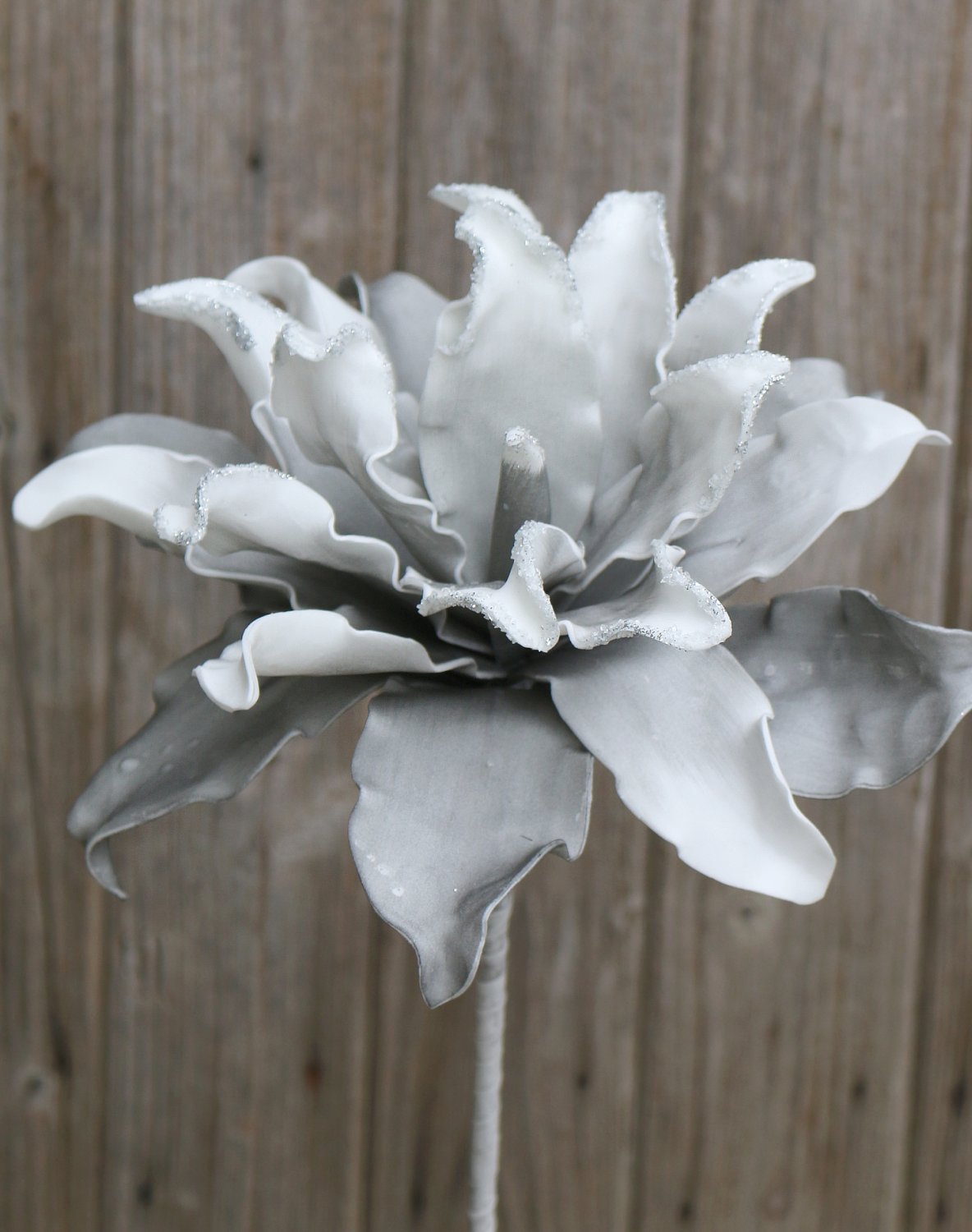 7885 950 a3 Искусственный мягкий цветок 'Blossom', с глиттером, 38 см, серо-серебристый H-andreas  - Вид №1