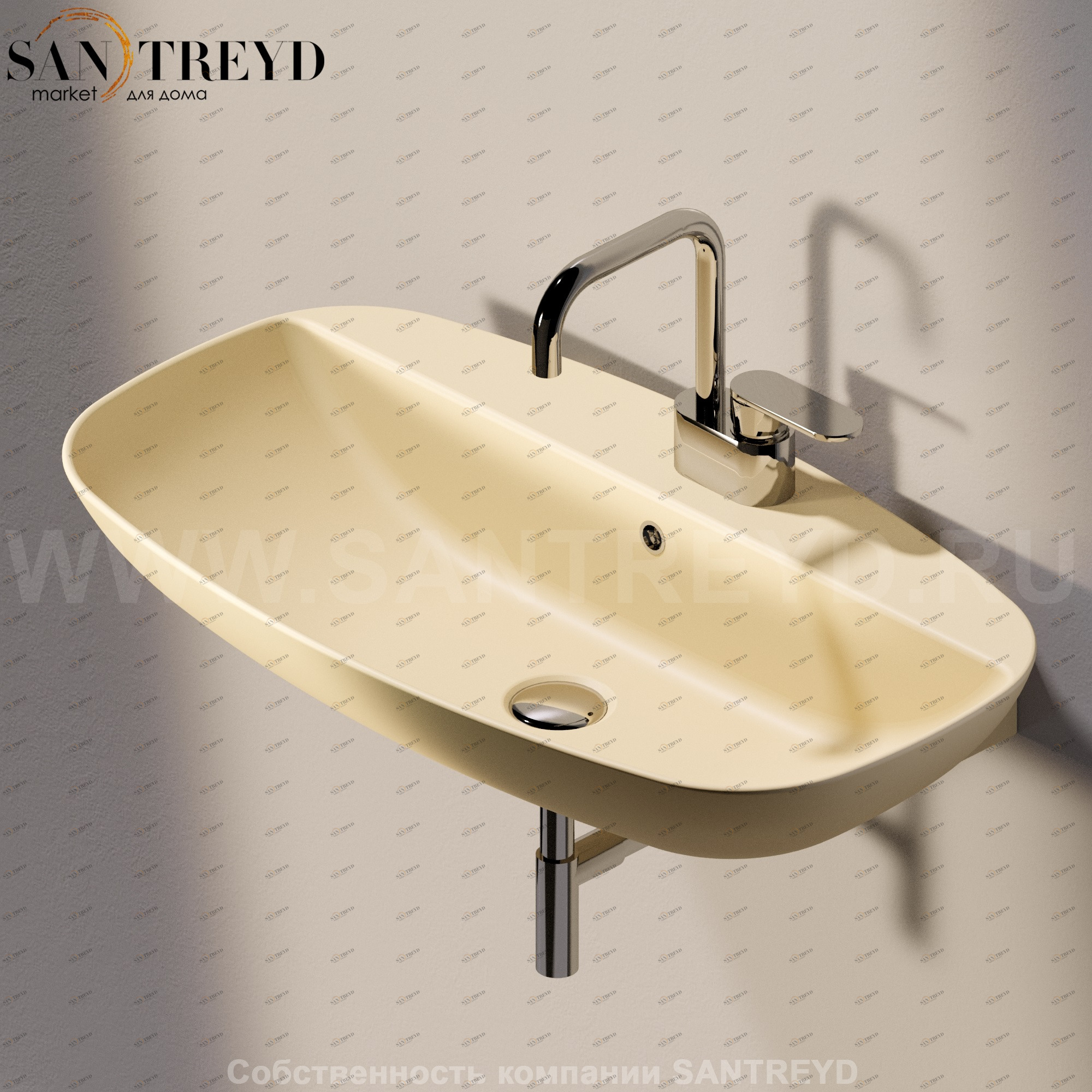 ND75PR1019 Подвесная раковина настенная прямоугольная Ceramica Flaminia Nuda серая