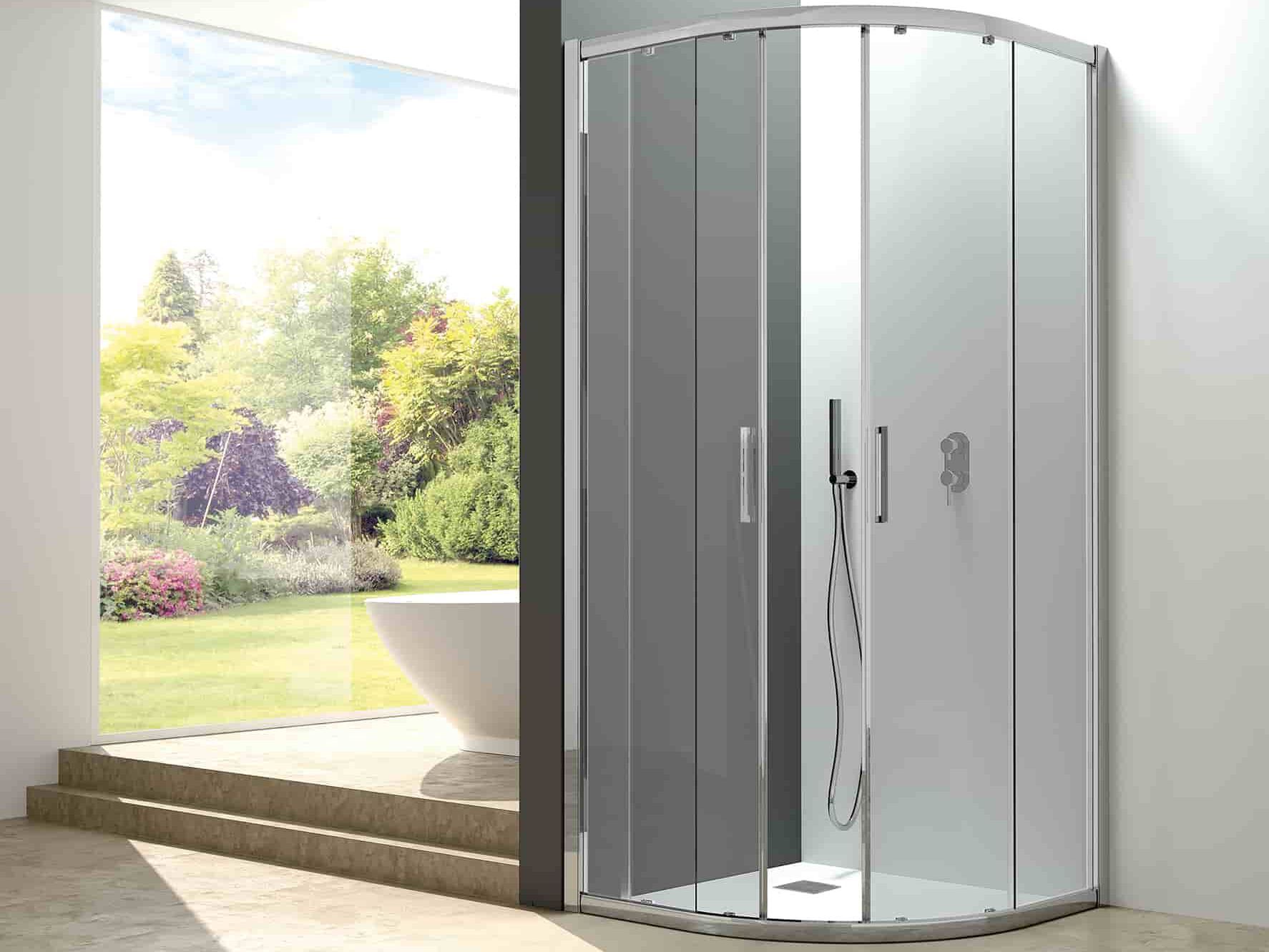 Алюминиевый и стеклянный угловой полукруглый душ с раздвижной дверью CSA Box Doccia ERICA ARCH-00142515