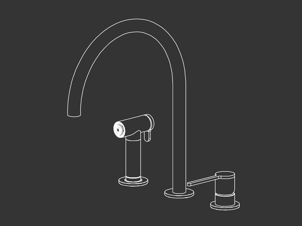 Смеситель для кухни с 3 отверстиями со съемным ручным душем CEADESIGN INNOVO ARCH-00065744 - Вид №1