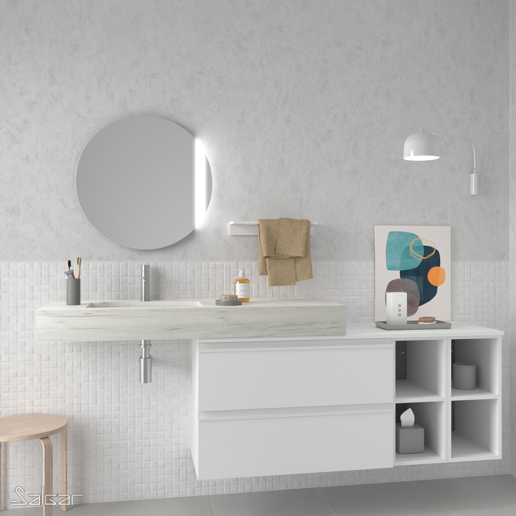 25413 SALGAR COMPAKT 46 от 600 до 800 мм с 1 встроенной мойкой ARTIC OAK  - Вид №3
