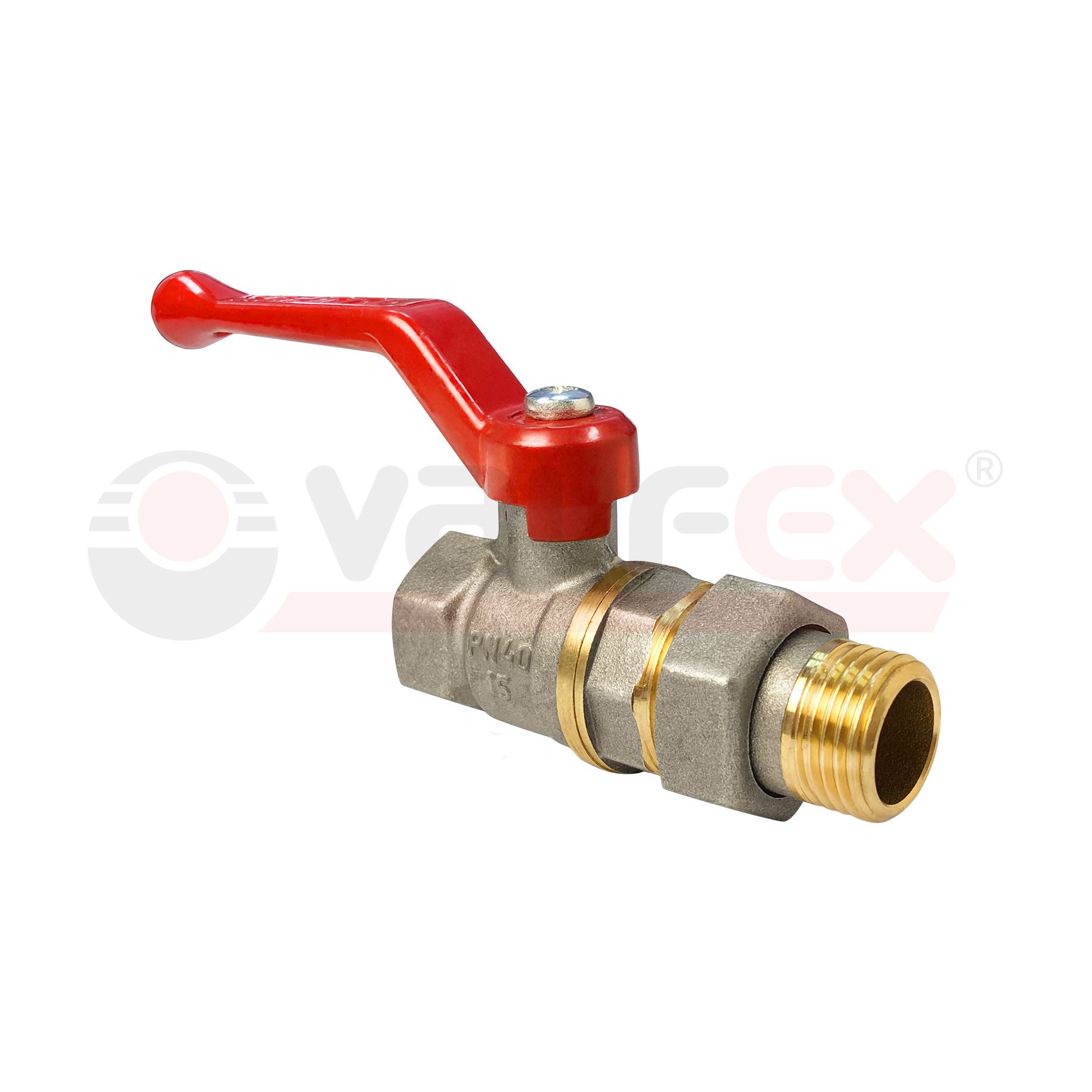VF.225.NR1.034 Valfex Кран шаровой (с никелевым покрытием), с американкой, ручка-рычаг (внутр.-наруж.)  3/4" 