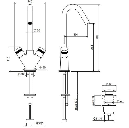 Смеситель для раковины с одним отверстием Rubinetterie Treemme X-Change ARCH-00111754 - Вид №1