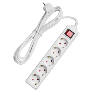 Удлинитель бытовой Skybeam 3x1.5 3 м 5 розеток с заземлением 3680 Вт с выключателем цвет белый