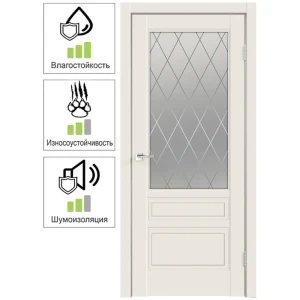 Дверь межкомнатная Сканди 3V остекленная эмаль цвет слоновая кость 80х200 см