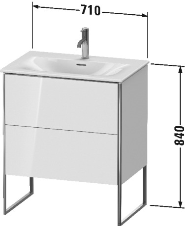 XS452301818 Тумбочка напольная XSquare #XS4523 710 x 478 мм Белый матовый, декор Duravit - Вид №1